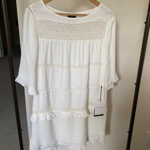 NWT  - Who What Wear  White Ruffled Dress  - Size M
